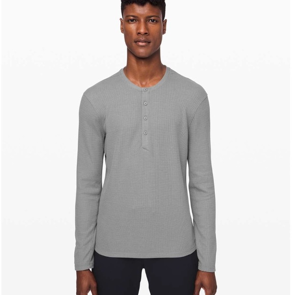 Men's Gray Henley Shirt - Picture 1 of 4